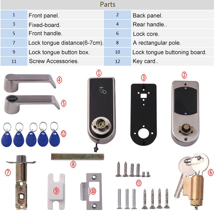 OS8818 Password + Key + Sensor Card Zinc Alloy Electronic Door Lock Touch Screen Electronic Code Lock, OS8818