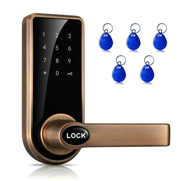 Password + Key + Sensor Card Zinc Alloy Red Bronze Electronic Door Lock Touch Screen Electronic Code Lock, OS8818-HGT Red Bronze, OS8818-JS, OS8818-QGT Bronze