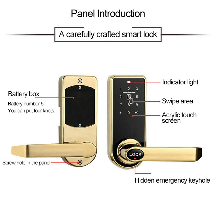 Password + Key + Sensor Card Zinc Alloy Red Bronze Electronic Door Lock Touch Screen Electronic Code Lock, OS8818-HGT Red Bronze, OS8818-JS, OS8818-QGT Bronze