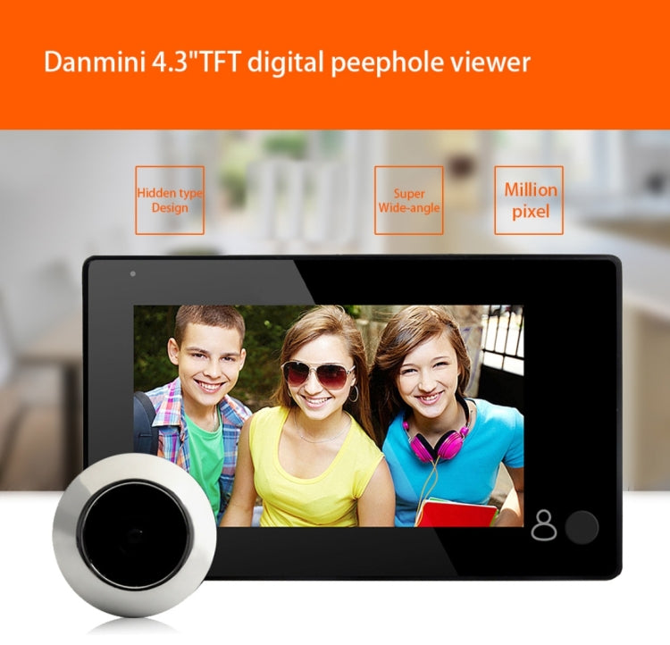 YB-43CH 4.3 inch Screen 1.0MP Security Camera Door Peephole with One-key to Watch Function, YB-43CH