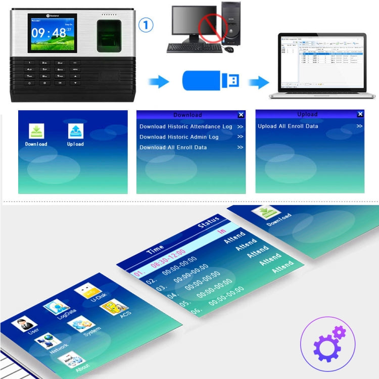 Realand AL355 Fingerprint Time Attendance with 2.8 inch Color Screen & ID Card Function & WiFi, AL355