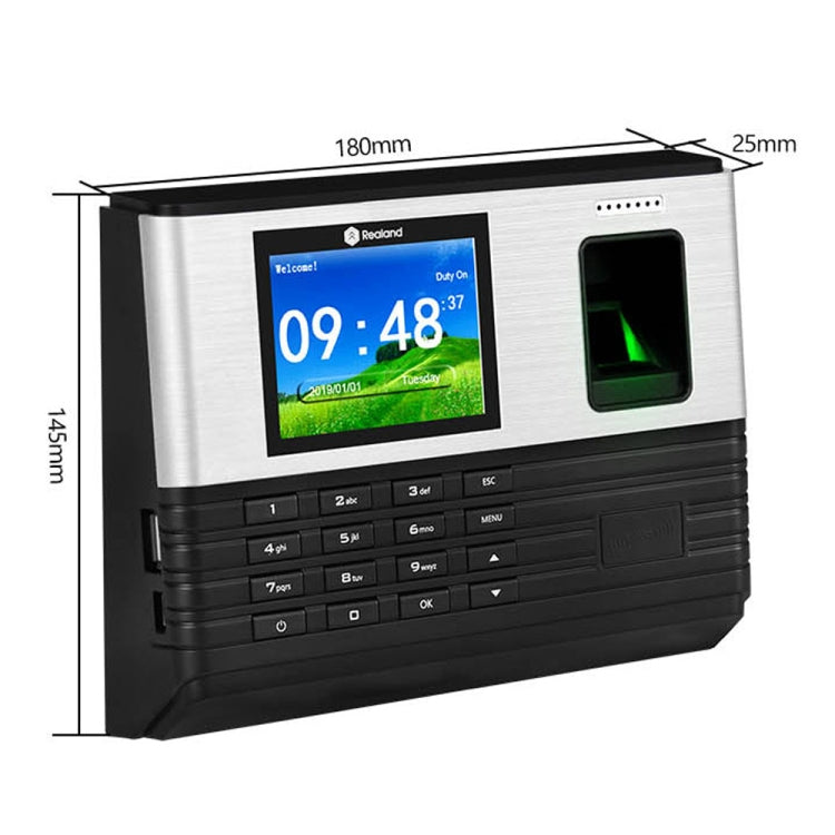 Realand AL355+ Fingerprint Time Attendance with 2.8 inch Color Screen & ID Card Function & WiFi & Access Control Function, AL355+