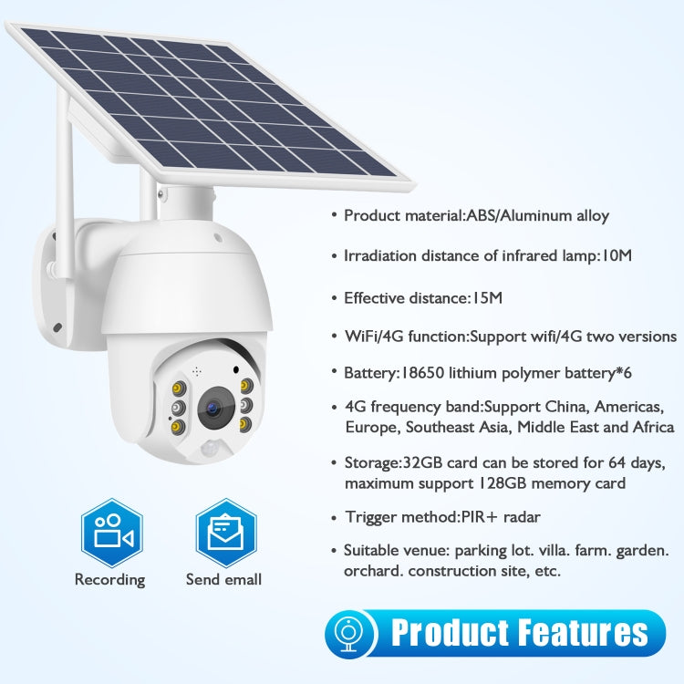 T16 1080P Full HD Solar Powered WiFi Camera, Support PIR Alarm, Night Vision, Two Way Audio, TF Card, WiFi