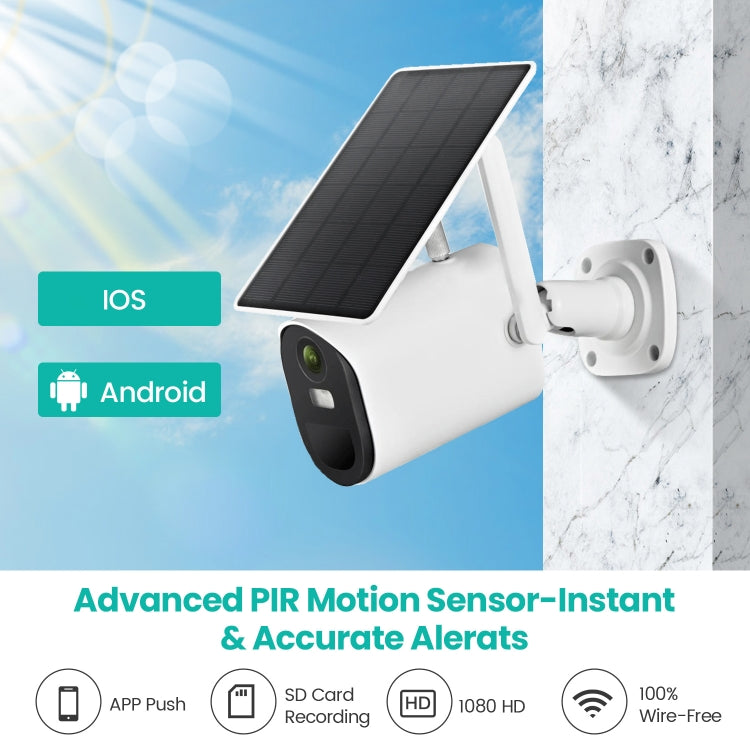 T20 1080P Full HD Solar Powered WiFi Camera, Support Motion Detection, Night Vision, Two Way Audio, TF Card, WiFi