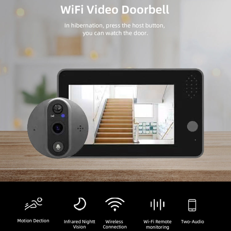 SY-38 4.3 inch WIFI Doorbell Viewer Support Night Vision & Motion Detection & Remote Voice, SY-38