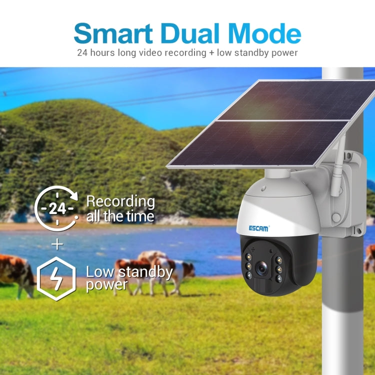 ESCAM QF724 3MP 24h Recording Cloud Storage PT 4G PIR Alarm IP Camera with Solar Panel, AU Plug