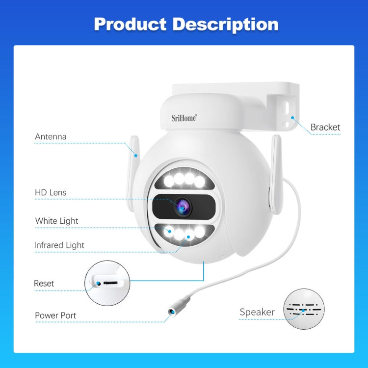 SriHome NVS001E-IPC047 Ultra HD 4 Channel WiFi Network Video Recorder Set, US Plug, UK Plug, EU Plug, AU Plug