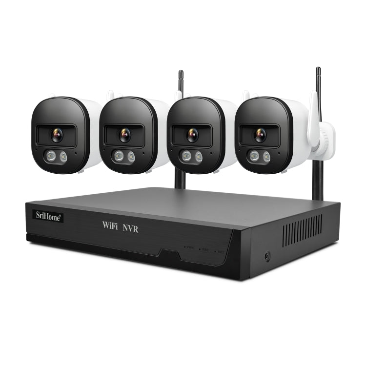 SriHome NVS001E-IPC056 Ultra HD 4 Channel WiFi Network Video Recorder Set, US Plug, UK Plug, EU Plug, AU Plug