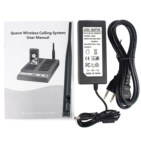 QC100 999 Channel Restaurant Wireless Paging Queuing Calling System with 20 Call Coaster Pagers, EU Plug