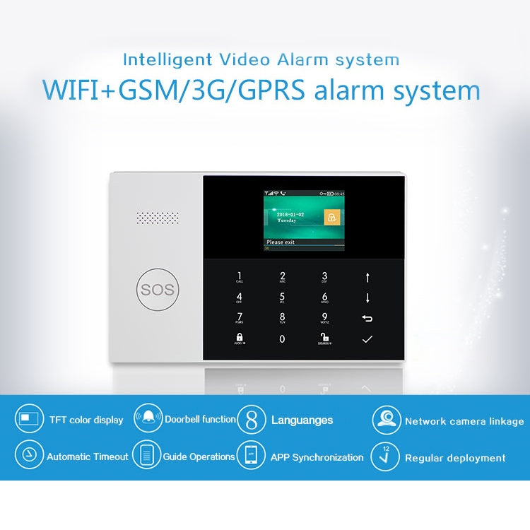 PG-105-GSM GSM/GPRS + WiFi Intelligent Alarm System with Touch Keypad & LCD Screen & RFID function, PG-105-GSM