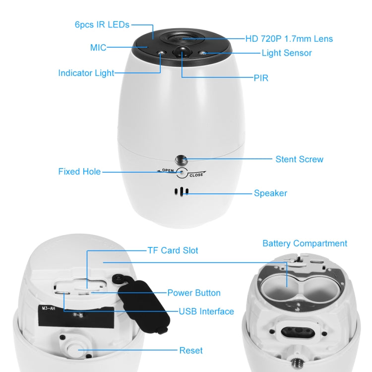 VESAFE VS-DC01 Security HD 720P Two-Way Audio Wireless Wifi IP Camera, Support Night Vision & PIR Detection & TF Card, IP54 Waterproof, VS-DC01