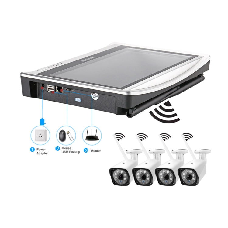 N4B3H2-P12/Kit 1080P Wireless Network Video Recorder Surveillance System Display:12.5 inch