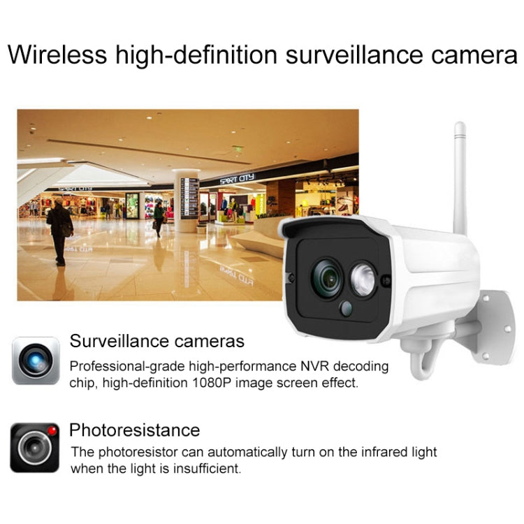 H105 1080P HD 4-ways Wiring-free Wireless Camera NVR Kit, 1080P 4-ways