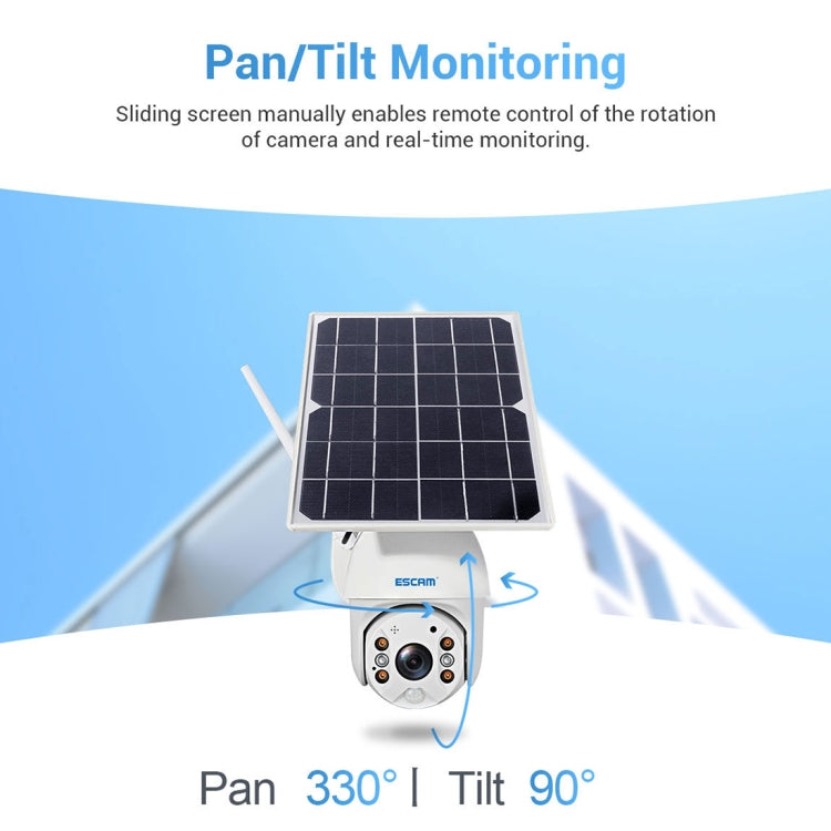 ESCAM QF480 EU Version HD 1080P IP66 Waterproof 4G Solar Panel PT IP Camera without Battery, Support Night Vision / Motion Detection / TF Card / Two Way Audio, without Battery(EU Version)