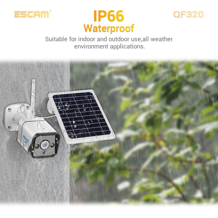 ESCAM QF320 HD 1080P 4G Solar Panel IP Camera, Support Night Vision & TF Card & PIR Motion Detection & Two Way Audio, without Battery