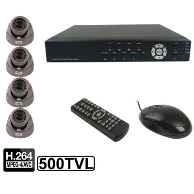 4-CH Embedded Digital Video Recorder Kit (1 / 3 Sony CCD, 500TVL, 24 x IR LED, 6mm Lens, IR Distance: 25m, H.264 (8204EV+622A), 8204EV+622A, 1 / 3 Sony CCD, 500TVL