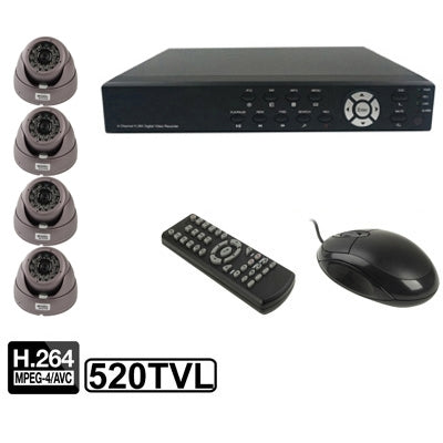 4-CH Embedded Digital Video Recorder Kit (1 / 3 Sony CCD, 520TVL, 24 x IR LED, 6mm Lens, IR Distance: 25m, H.264 (8204EV+622A), 8204EV+622A, 1 / 3 Sony CCD, 520TVL