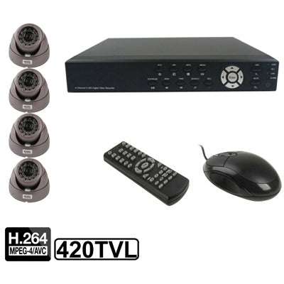 4-CH Embedded Digital Video Recorder Kit (6mm Lens, IR Distance: 25m, H.264 (8204EV+622A), 25m 8204EV+622A, 1 / 3 Sony CCD, 420TVL, 24 x IR LED