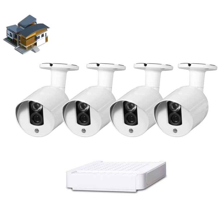 N4B3-Mini/L 4Ch 720P P2P ONVIF 1.0 Mega Pixel IP Camera NVR Kit, Support Night Vision / Motion Detection, IR Distance: 20m, N4B3-Mini/L