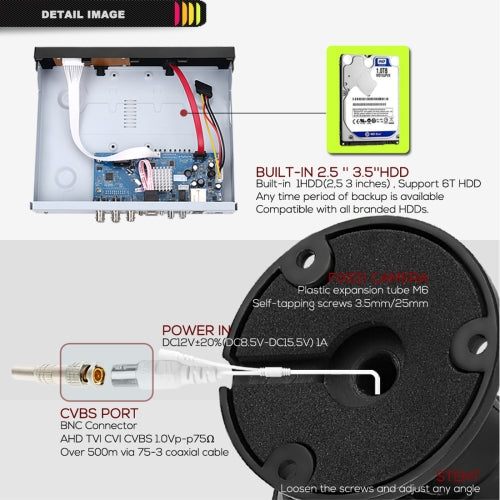 A2B5 720P 1.0 Mega Pixel 2 x Bullet AHD Cameras AHD DVR Kit, Support Night Vision / Motion Detection, IR Distance: 20m, A2B5 Kit