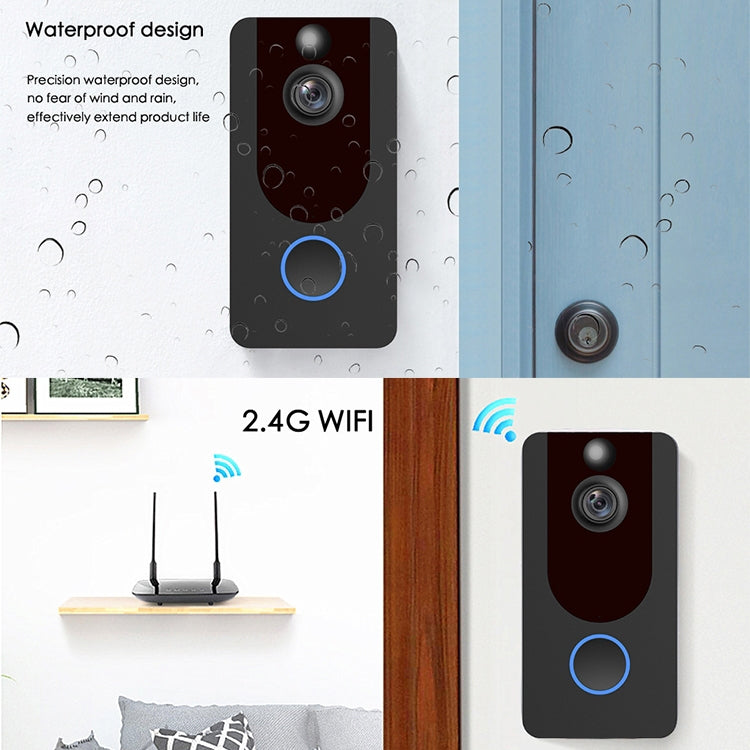 V7 1080P Full HD Weather Resistant WiFi Security Home Monitor Intercom Smart Phone Video Doorbell, Support Two-way Audio, PIR Motion Detection, Night Vision