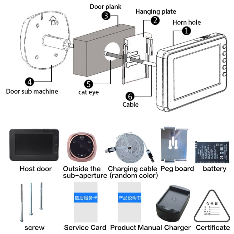 M4300A 4.3 inch Display Screen 3.0MP Camera Video Smart Doorbell, Support TF Card (32GB Max) & Motion Detection & Infrared Night Vision, M4300A