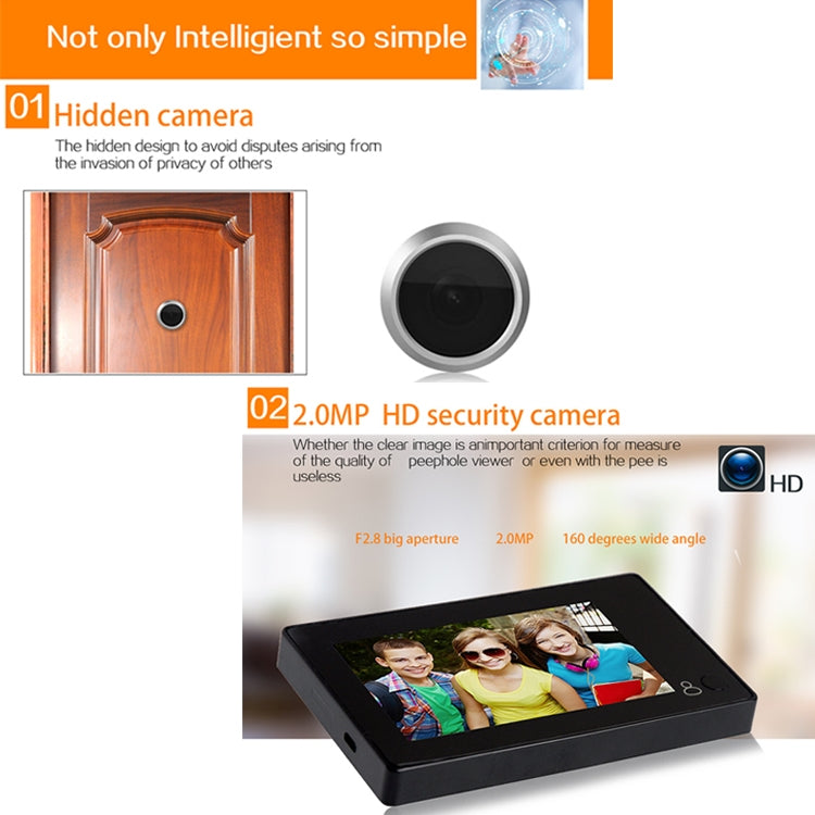 M4300B 4.3 inch TFT Color Display Screen 2.0MP Security Camera Video Smart Doorbell, M4300B