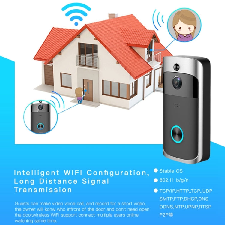 M3 720P Smart WIFI Ultra Low Power Video Visual Doorbell,Support Mobile Phone Remote Monitoring & Night Vision, Without Ding Dong Version