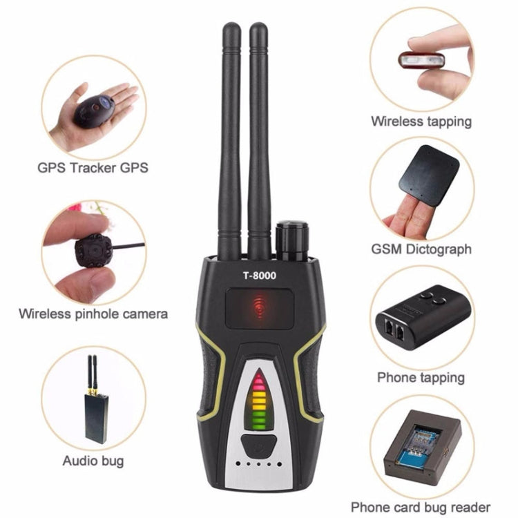 T-8000 RF Signal Detector GSM Audio Finder GPS Scan Detector, T-8000 Silver